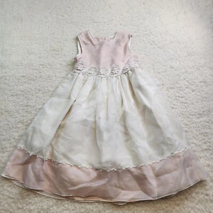 Rare Editions Dress 5 Girls White Pink Easter Wedding Event Spring Layers Pearl - Picture 1 of 12
