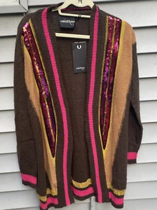 Ottod’Ame Women’s CARDIGAN SWEATER Size 4 Pink SEQUINS NWT Italy - Picture 1 of 9