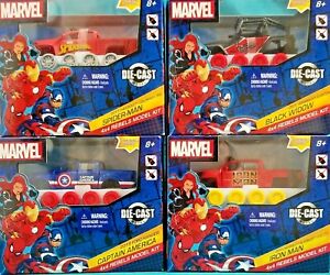 Marvel 4x4 Rebel Model Kit Spider-man/Black Widow/Capt America/Iron Man Lot Of 4