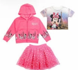 Minnie Mouse Girls Hoodie Shirt Tutu Skirt Pink Outfit Paris Disney 3-Piece New - Picture 1 of 5