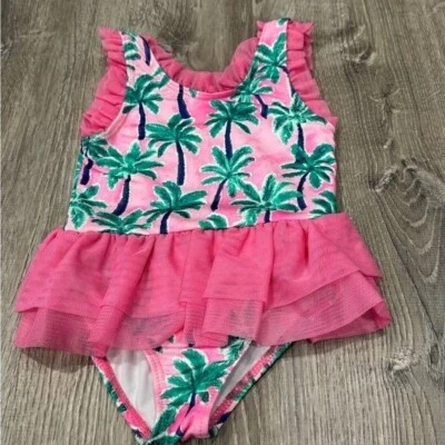 Penelope Mack Girls Tropical Palm Tree Swimsuit 3T B50 - Image 1 of 4