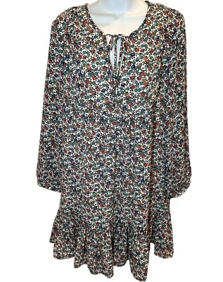 Vestido Babydoll J CREW Talla MEDIANA Relajado Floral Cuello en V Fluido Volantes Forrado Twee Foto 1 de 4