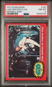 1977 Topps STAR WARS Karte #120 Luke zerstört das kaiserliche Schiff! PSA 8 NM-MT - Bild 1 von 2