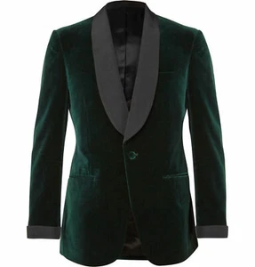 Hombres Chaqueta Verde Fumar Diseñador Elegante Lujo Fiesta Ropa Esmoquin Blazers Abrigos - Imagen 1 de 2