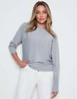 Rockmans - Womens Jumper - Short Winter Sweater - Grey Pullover - Pusher Studed