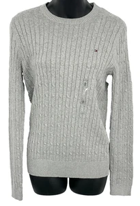 Tommy Hilfiger Women Size Small Grey Sparkle Long Sleeve Sweater Cable Knit New - Picture 1 of 9