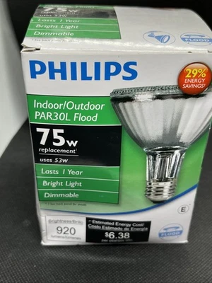Philips EcoVantage PAR30L 53W=75W Dimmable Indoor/Outdoor Spot Bulbs - Image 1 of 4