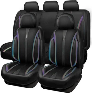 CAR Pass Nappa Leather Car Seat Covers, Full Set, Black Chameleon Iridescent - Picture 1 of 8