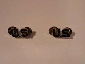 U.S. Air Force Silber Halsband U.S. Buchstaben (eingetragen) Pin Paar gebraucht - Bild 1 von 3