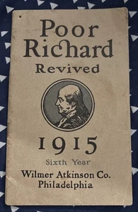 1915 Poor Richard Rev. Almanac Sixth Yr Wilmer Atkinson, Philadelphia. Antique - Picture 1 of 6