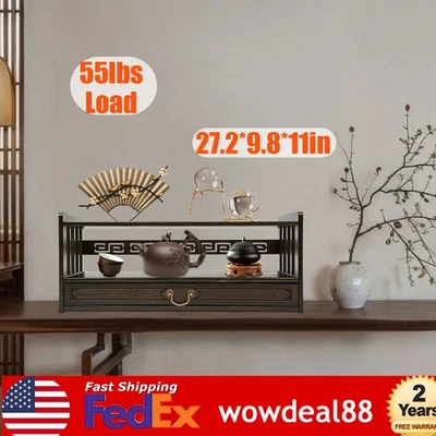 Mesa consola vintage mesa de altar de madera con cajón altar mesa de almacenamiento de meditación Foto 1 de 4