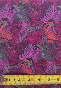 Peter Pan Tessuto Seta o Poliestere, 26"x 44" Paisley, Viola - Foto 1 di 1
