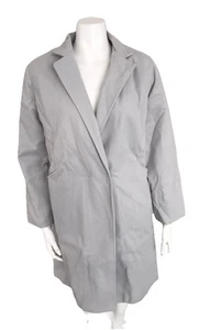 Hellgrauer Damenmantel mit Druckknopfleiste Größe Large mittellang mit Taschen - Bild 1 von 12