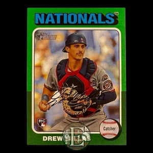 2024 Topps Heritage High Number Drew Millas RC Green Border #613 Nationals - Picture 1 of 2