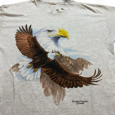 Camiseta De Colección Años 90 Águila Calva Hecha en Canadá Gris Naturaleza Exterior XL Usada Foto 1 de 4