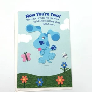 Vintage Hallmark Blues Clues Greeting Card For 2 Year Old Finger Puppet 2000 - Picture 1 of 9