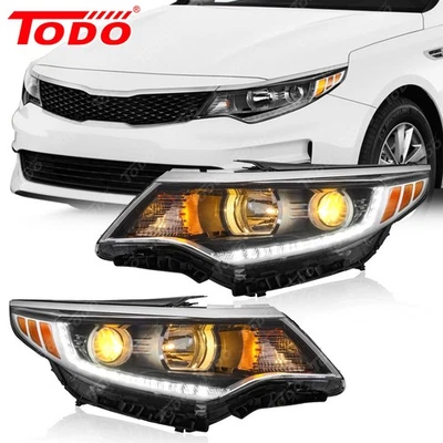 Pair For 2016-2018 Kia Optima Halogen Headlights Headlamp W/LED DRL&Blub LH RH Foto 1 de 4