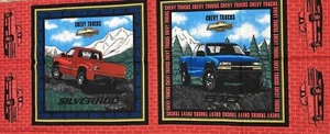 CHEVY TRUCK S10 SILVERADO Cotton Pillow sewing FABRIC Panel VTG Chevrolet 17x44" - Picture 1 of 5