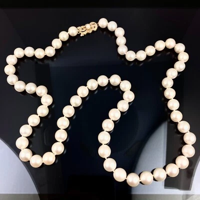 Collar Mikimoto Oro Amarillo 18k 8-8.4mm Japón Perlas Akoya Cultivadas 24" con Caja Foto 1 de 4