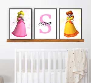 Juego Personalizado de 3 Pósters de Super Mario | Princesa Melocotón y Margarita | Enmarcado A4 - Imagen 1 de 4