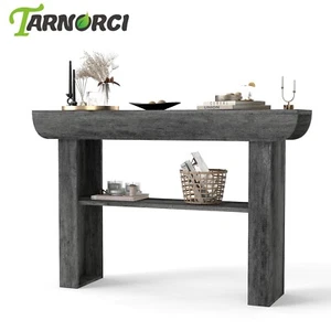 2 Tier T Shaped Entryway Console Table Storage Display Shelf Multipurpose Gray - Picture 1 of 11