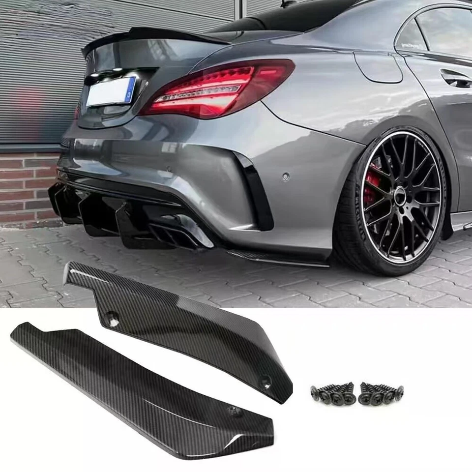 Rear Bumper Diffuser Splitter Canards for Mercedes Benz C CLA Class Carbon Fiber - Imagem 1 de 4