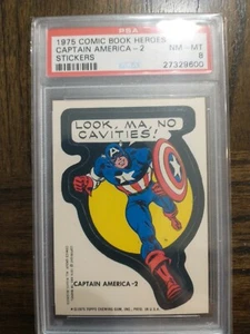 1975 Marvel Comic Book Heroes Stickers Captain America - 2 PSA 8 - Picture 1 of 1