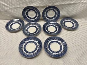 Eight (8) Churchill Churchill Church Hill England Blue Willow Saucers - Picture 1 of 4