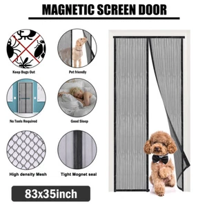 Magnetic Screen Door Mesh Curtain Heavy Duty Mosquito Net Bug Hands Free Closer - Picture 1 of 17