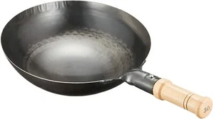 YAMADA KOGYOSHO One-handed wok, iron, wooden handle, 30cm Japan F/S - Picture 1 of 2