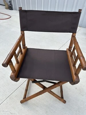 1970’s Telescope Director’s Chair Bambu Novo Expresso (Marrom Escuro) Lona Fabri - Imagem 1 de 4