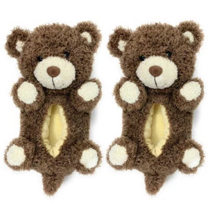 OoohGeez Kid's Fuzzy Animal Slippers, Non-Slip House Shoes, Bear Hug, Size 1-4 - Picture 1 of 4