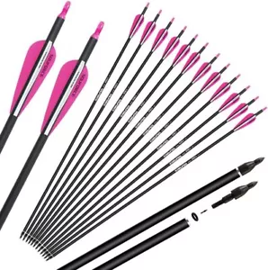 28"/30" Carbon Archery Arrows, Spine 500 with Removable Tips, 12 Pcs - Picture 1 of 6
