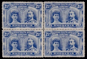 1910 Rhodesia Double Head 2x 2 1/2d Blue Pairs SG 131-133 Perf 14 Superb Mint - Picture 1 of 2