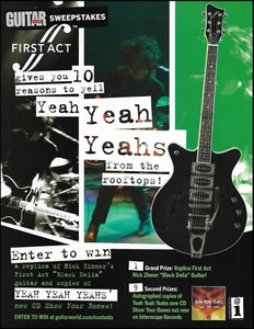 Yeah Yeah Yeahs Nick Zinner Black Delia First Act guitar 8 x 11 contest ad print - Picture 1 of 3