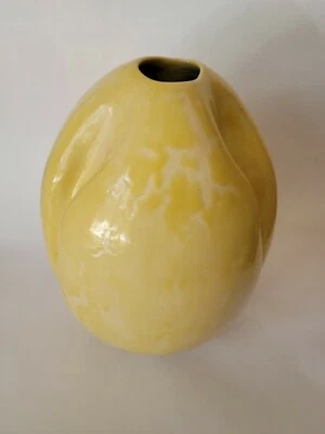 Jarrón grande amarillo de gres cerámico 15 X 22 Foto 1 de 4