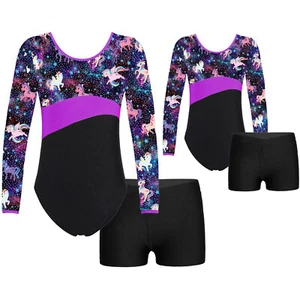 KIds Niñas Gimnasia Digital Leotardo Pantalones Cortos Atlético Biketard Ballet Ropa de Baile - Imagen 1 de 63