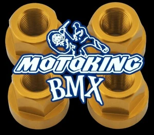 MOTOKING BMX ALLOY 3/8"x26t AXLE NUTS GOLD - Picture 1 of 1