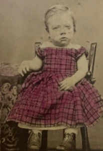 Civil War CDV Hand Tinted Boy In Pink Purple Dress Identified 2c R15 Tax Stamp - Picture 1 of 4
