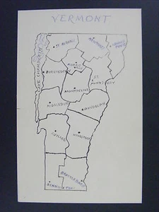 Mapa del condado estatal de Vermont VT foto real postal RPPC años 50 vintage - Imagen 1 de 2