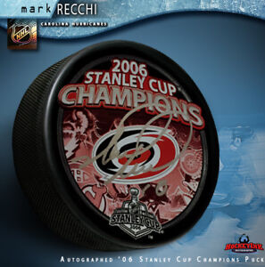 Mark Recchi Signed 2006 Carolina Hurricanes Stanley Cup Champions Souvenir Puck 