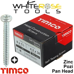TIMCO Self Tapping Drilling Screws Zinc Metal Pan Head Tappers Pozi Choose Size - Picture 1 of 39