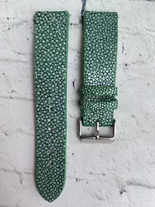 26mm 24mm 22mm 21mm 20mm 19mm 18mm 16mm Green Sting.ray Leather Watch Strap Band - Picture 1 of 10