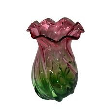 Teleflora Watermelon Ribbed & Twisted Glass Vase
