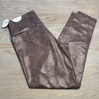 NEW Offline Aerie The Hugger Brown Patterned Metallic Leggings Women’s XL $54 - Image 1 of 4