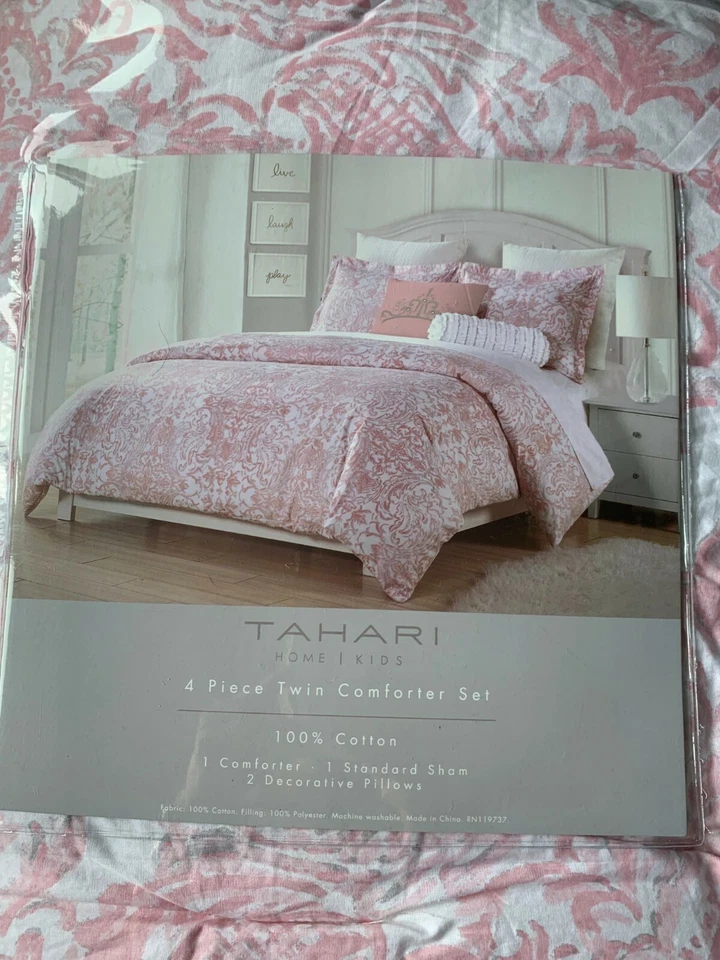 TAHARI Niños Niñas 4 Piezas Blanco Rosa Floral Conjunto Doble Corona Foto 1 de 3