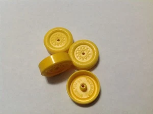 Yellow Pinewood Derby Lightly Lathed & polished Speed Wheels ALL LEGAL BSA  - Picture 1 of 3