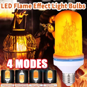 5W E27 LED Flicker Flame Light Bulb 4 Modes Burning Fire Effect Night Lamp - Picture 1 of 14