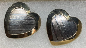 Pendientes colgantes retro vintage Estate en forma de corazón tono oro y plata - Imagen 1 de 3