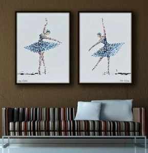 Ballerina Set, two paintings 30"x20", dance painting, original & handmade item - Picture 1 of 6